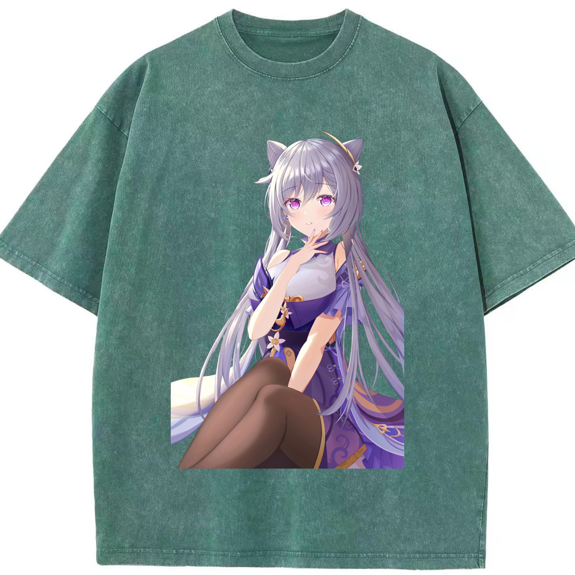 げんし神 刻晴 こくせい genshin Kokusei 綿100% ヴィンテージ風 半袖Tシャツ（フロントプリント）